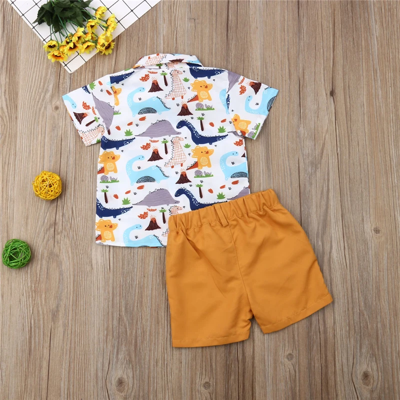 Комплект одежды для маленьких мальчиков; летняя футболка с короткими рукавами и принтом динозавра; штаны; шорты; детская одежда; комплект детской одежды для мальчиков