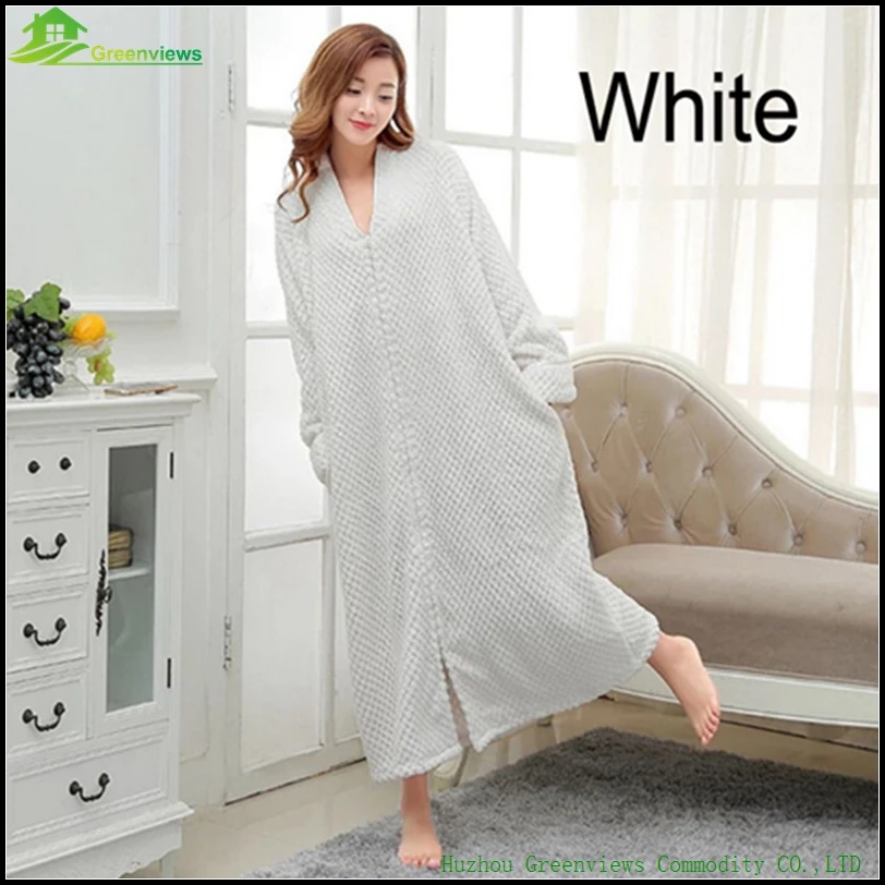 1pcs/lot Women Extra Long Soft as Silk Flannel Bath Robe Femme Winter