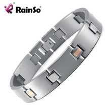 RainSo модные серебряные титановые браслеты и браслеты для женщин мужчин модные простые щедрые ювелирные изделия OTB-216 браслеты с подвесками