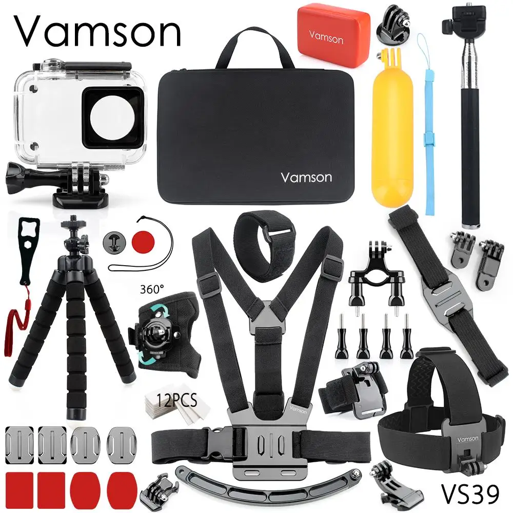 

Vamson for Xiaomi for Yi 4K Accessories Set Waterproof housing Case Sponge Octopus Tripod Big Box For yi 2 4K Action Camera VS39