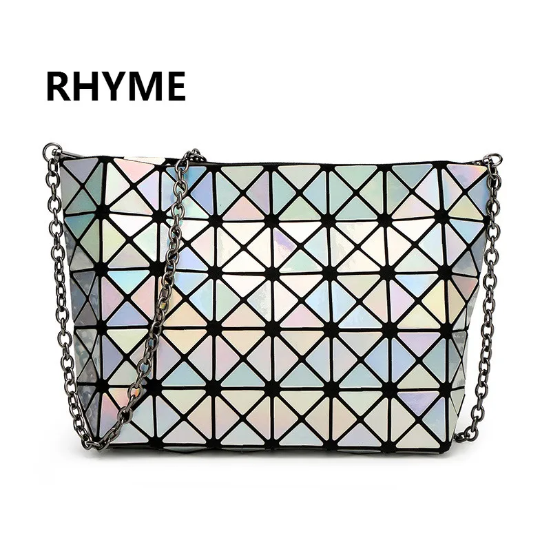 RHYME Fold Over Handbags Crossbody Bag Bao Bao Women Pearl bolso Laser Sac Bags Diamond Lattice Geometry Quilted Shoulder Bag