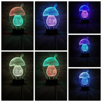 

Hot Kawaii 3D Lamp Mushroom USB Night Light Mixcolor Kid Toys bedroom atmosphere Lamp Family Decor Holiday Xmas Halloween Gift