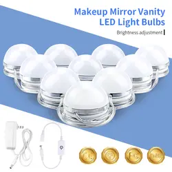 2018 Новый Макияж косметическое зеркало светодиодный свет лампы строка туалетный столик лампы цепь с 10 шт. лампы теплый/белый зеркало не