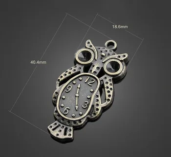 

50pcs Antique Bronze Clock Owl Jewelry Charms Pendants-DIY Findings Necklace Bracelet Metal Fashion Accessories 40.4mm X 18.6mm