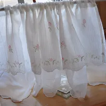 Деревенские вышитые двухслойные тюлевые шторы для кухни, занавески для гостиной, спальни, короткие занавески 150*45/70 см