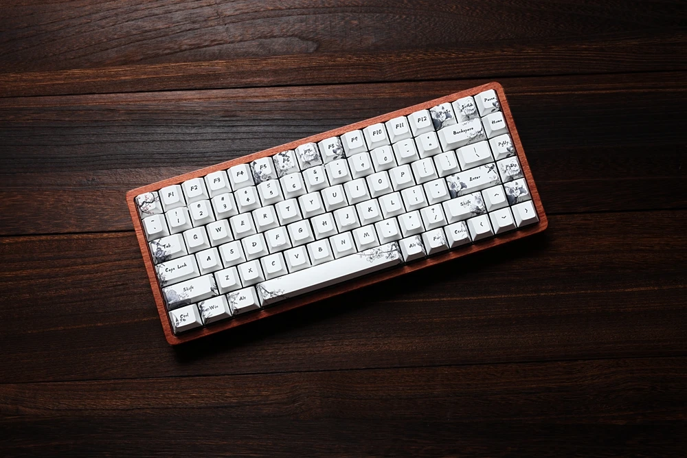 Gk84 механическая клавиатура 75% dye sub keycap Деревянный Пользовательский светильник rgb чернила paintingsakura lotus bluetooth 4,0 USB двойной режим