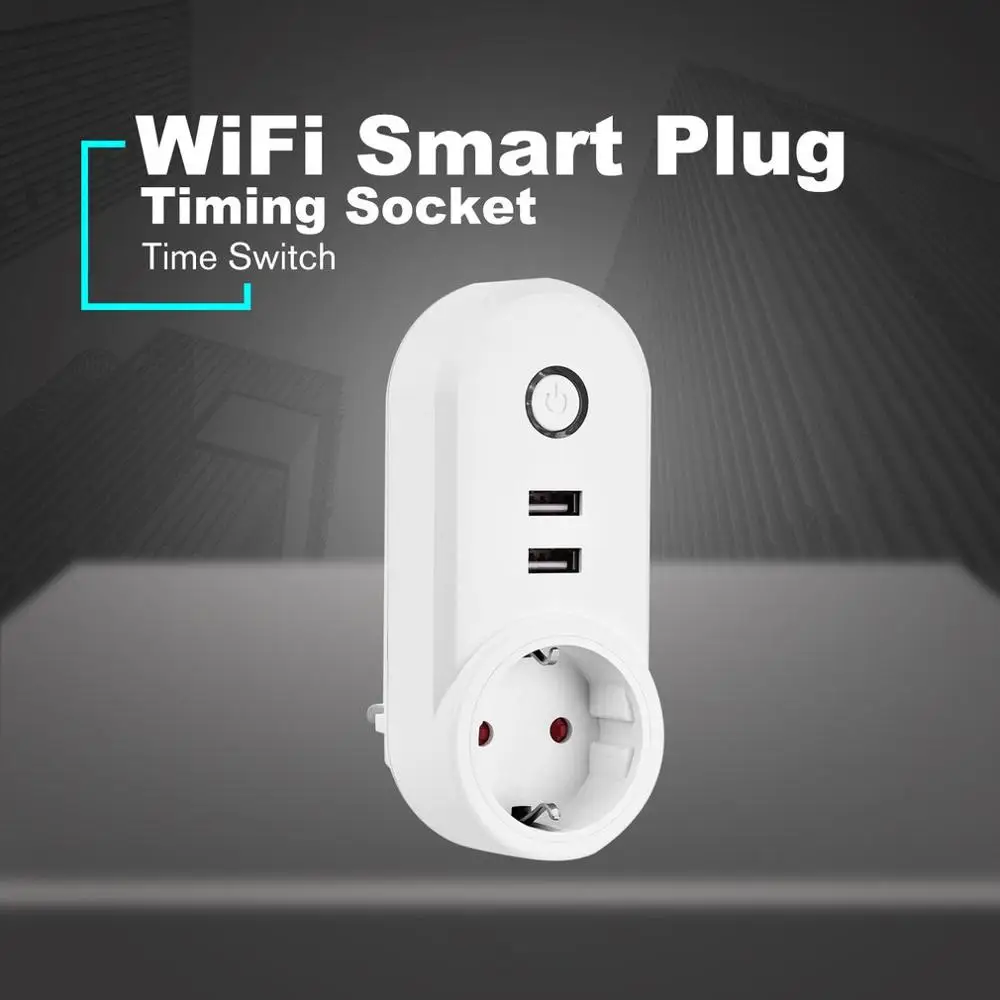 

WiFi Smart Plug With Dual USB Ports Timing Socket Voice Control Wireless Time Switch For Amazon Alexa Echo Dot Google Home