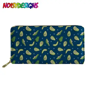 

NOISYDESIGNS PU Leather Card Holder Zipper Coin Money Bag Avocado New Design Wallet Women Party Cell Phone Pocket Bolsa Feminina