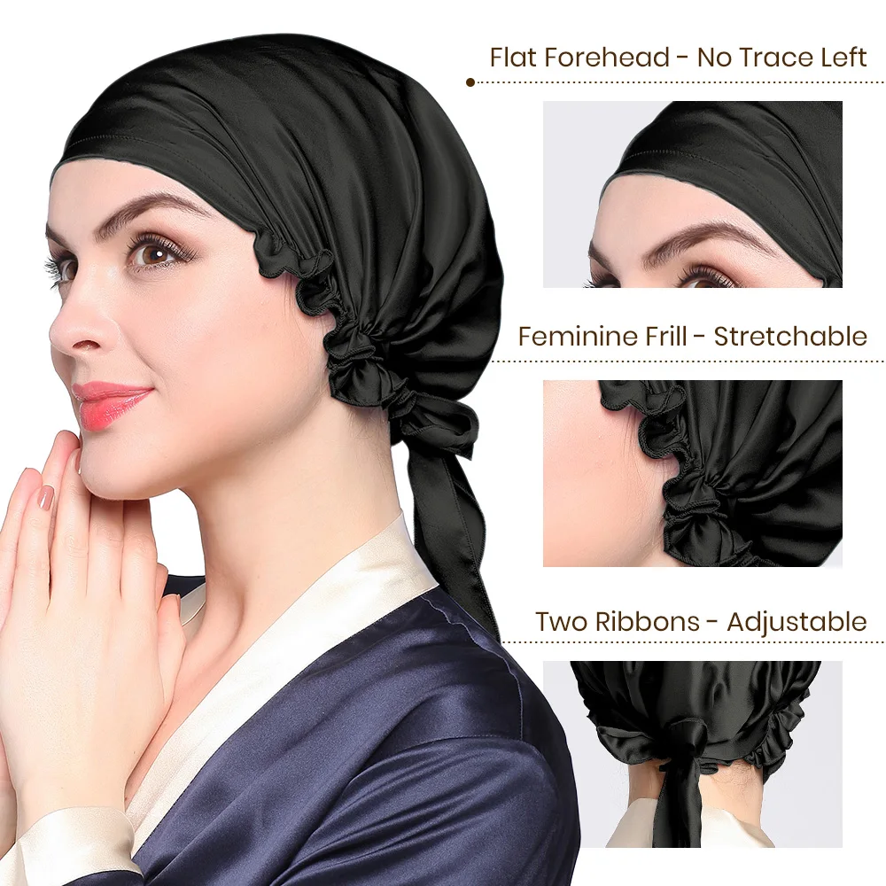 LILYSILK 100 Silk Sleep Cap Women 