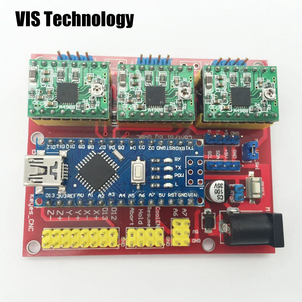 Гравировальный станок 3D V4 с ЧПУ Щит Nano 3 0 CH430 USB A4988 Reprap Шаговые драйверы для GRBL CNC