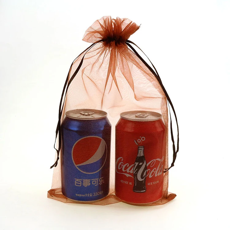 Wholesale 500pcs/lot 20x30cm Brown Wedding Drawable Organza Voile Gift Packaging Bags&Pouches