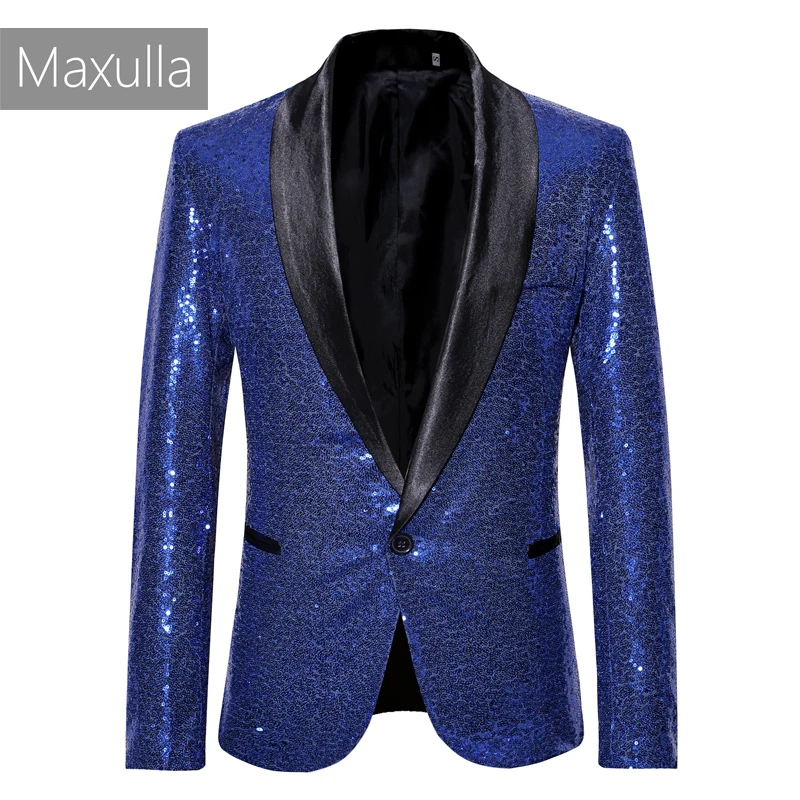 

Maxulla New sequins suit jackets men BlingBling blazer jackets Hip Hop causal Twinkle suit blazer street wear Mla054