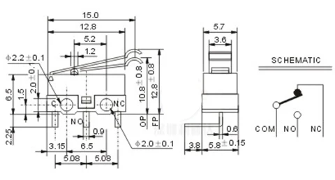 3D Printer Accessories 1A125VAC Endstop Straight Type концевой выключатель