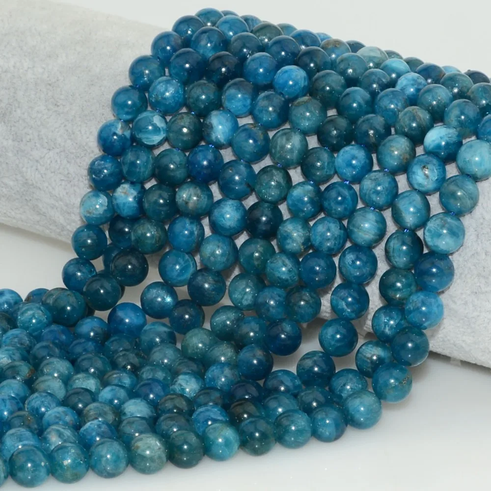 Natural Blue Apatite Loose Round Beads 6mm,8mm-in Beads from Jewelry