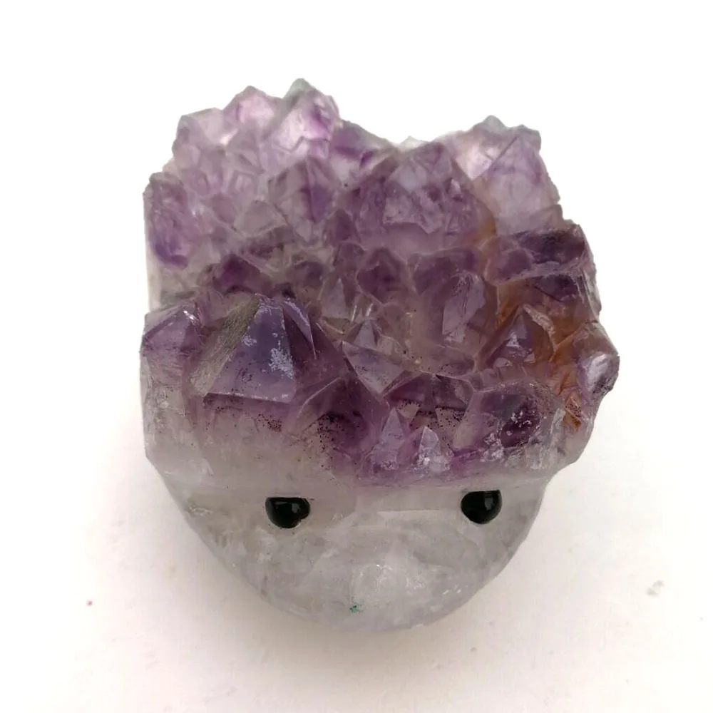 

Natural Small Size Hand Carved Amethyst Crystal Cluster Hedgehog For Gift LXM