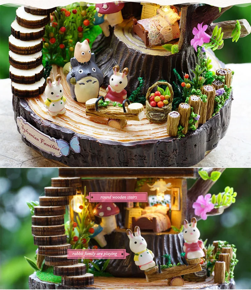 Кукольный дом мебель Diy Миниатюрный 3D Деревянный миниатюрный кукольный домик Модель Строительные наборы игрушки для подарков на день рождения фантазия лесная коробка