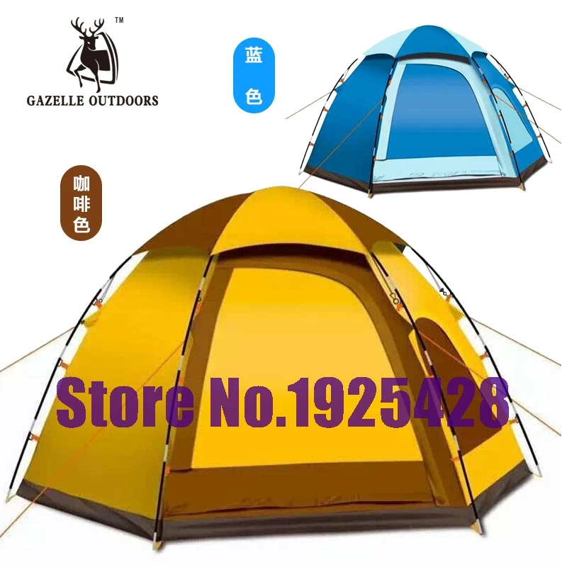 

Outdoor six angle full automatic tent spring rod camping tents free to build a single layer of 3-4 people 5 people's Congress