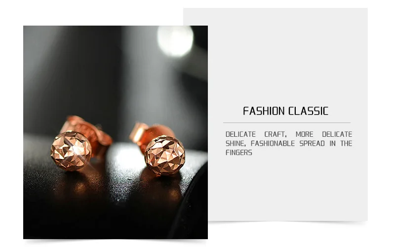 18k Gold Earrings Yellow Rose White New Fashion Trendy Women Ball Small Female Engaged Jewelry 2020 Hot Sale Party Classic Good