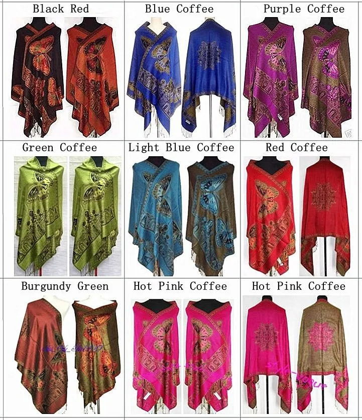 

Wholesale Chinese Women Ethnic Pashmina Scarves Two Side Butterfly Muffler Reversible Scarf Wrap Shawl Mujere Bufanda Chal