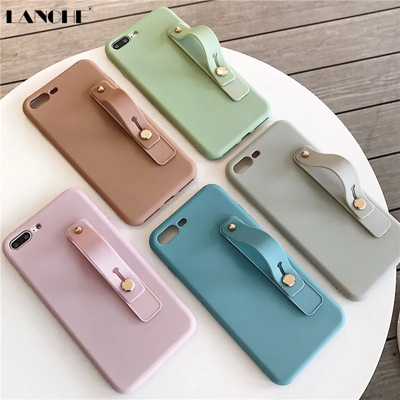 

LANCHE Wrist Strap Phone Case For Huawei P20 P30 P10 Mate 10 20 Pro Case Soft Silicone Stand Case On For Honor 9 10 Lite 8X Capa