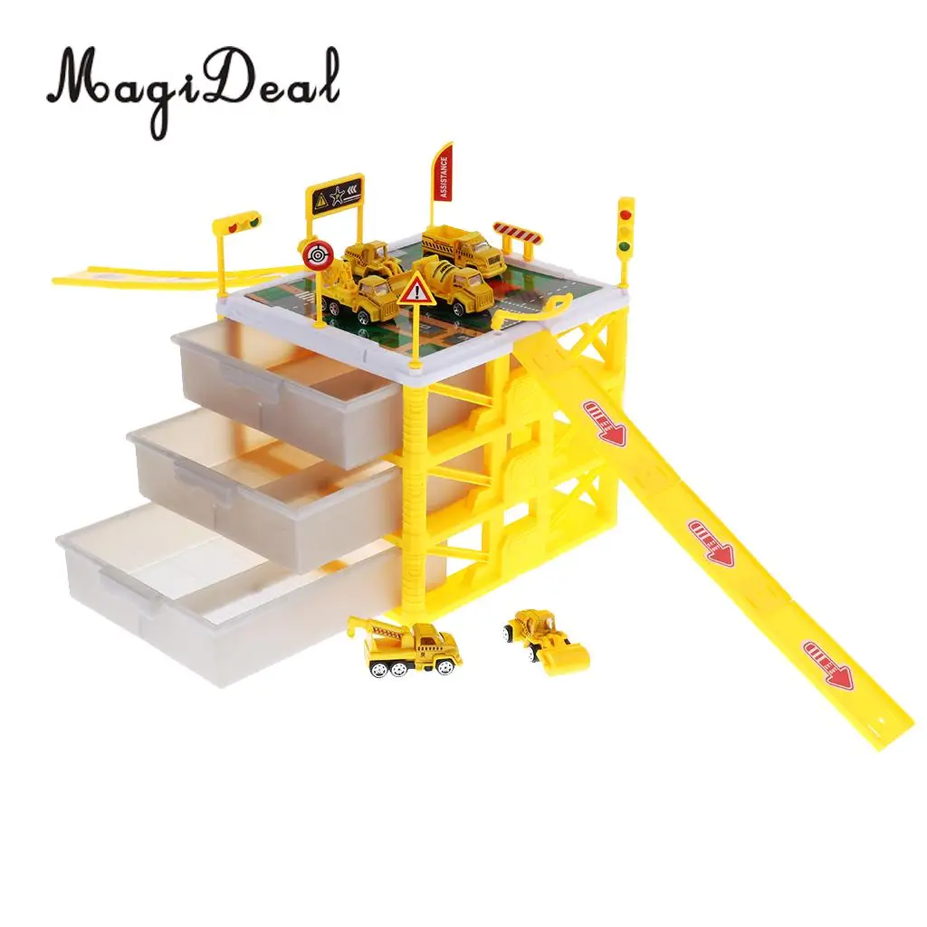 Kids Educational Three-layer Drawers Car Garage Box Storage Parking Lot Building Playset Children Educational Toy