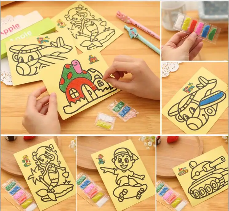 

10pcs/lot Children Kids Drawing Toys Sand Painting Pictures Kid DIY Crafts Education Toy for boys and girls