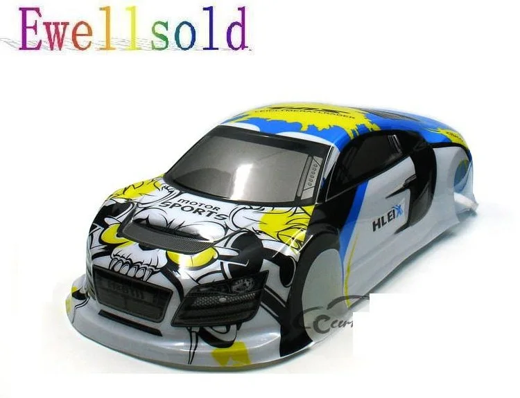 

Ewellsold 1/10 RC car parts 1/10 RC racing car painted PVC Body Shell (438*195mm,wheel base 260mm) 2pcs/lot