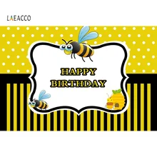 Laeacco Birthday Newborn Baby Show Bee Honey Poser Yello Photography Backdrops Photographic Backgrounds Photocall Photo studio yello toy 2 lp