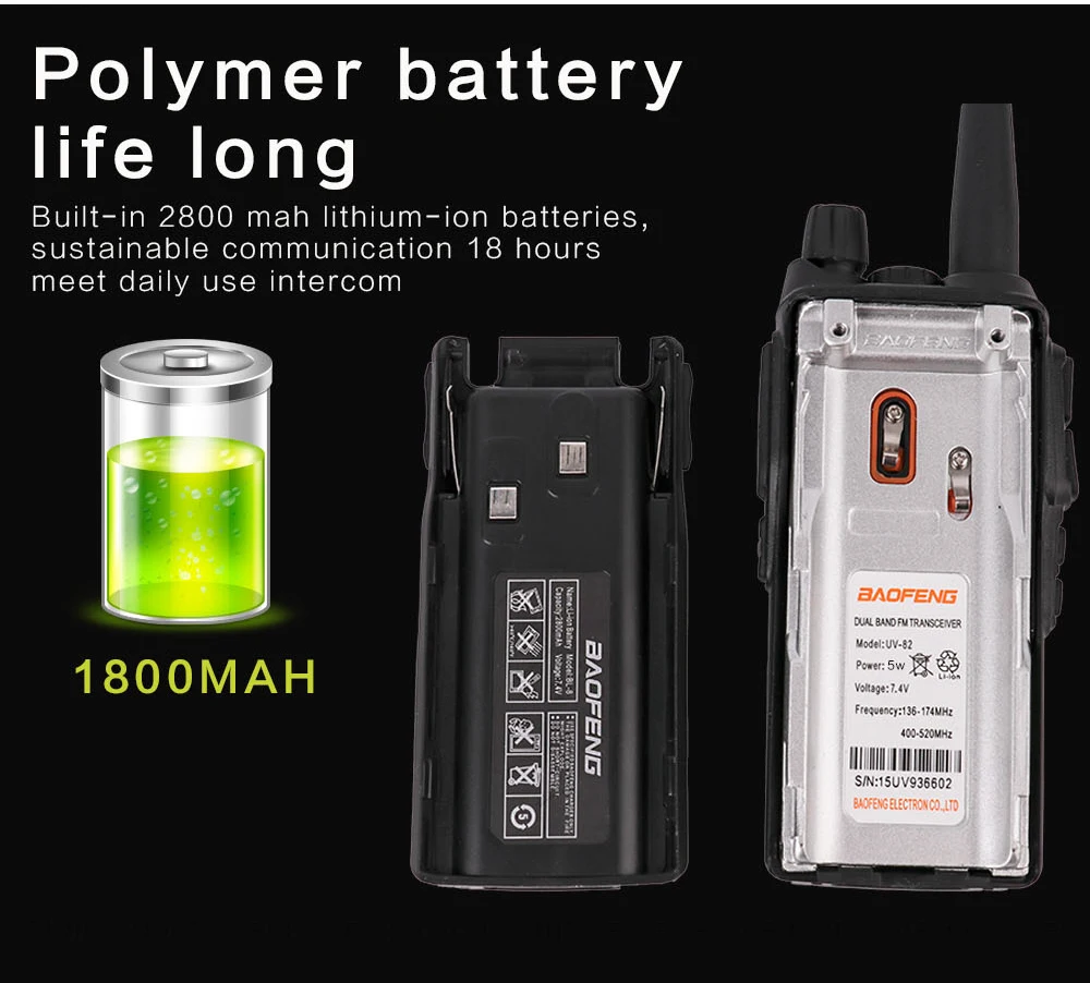 2018 Baofeng UV-82 Plus 8W 10KM Long Range Powerful Walkie Talkie Portable CB vhfuhf two way Radio Amador 8 watts of UV82 Plus (4)