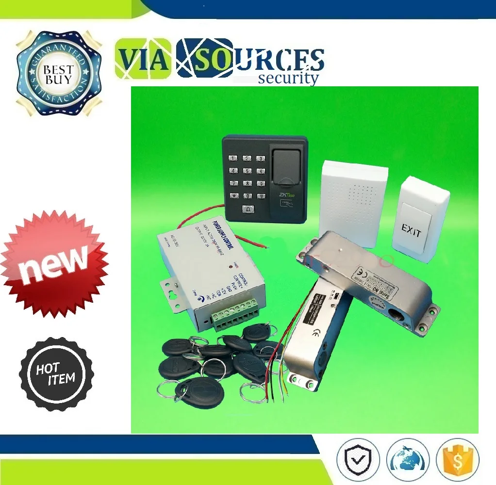 

Access Kit Full Package Fingerprint Lock Control System Electronic Surface Drop Bolt Lock Power Supply Exit Button Keyfobs