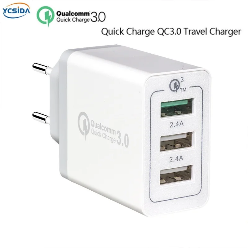 

EU Plug Quick Charge 3.0 3USB Output phone Fast Travel adapter/Compatible Russia Ukraine Germany Poland France Spain etc.