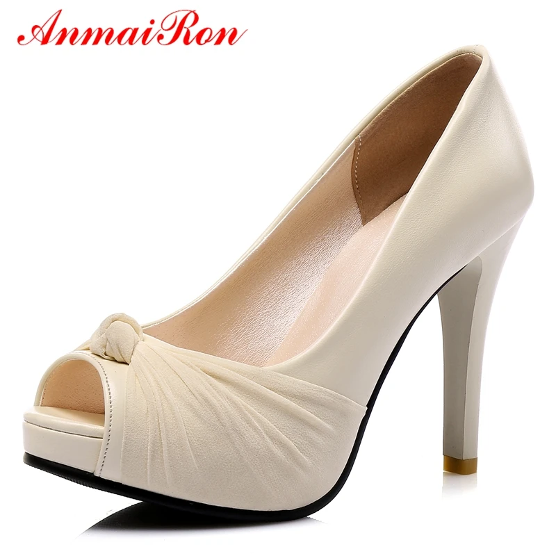 

ANMAIRON Basic Casual Slip-On High Heels Sandals Women 2019 Summer Fashion Sandals Solid Big Size 34-42 LY966
