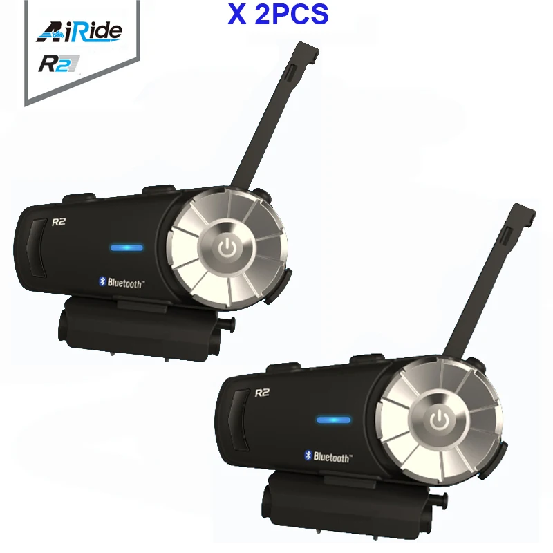 2PCS Airide R2 1000m Motorcycle Bluetooth Helmet Group Intercom Headset MP3 Voice  FM Radio Command Handsfree BT Interphone
