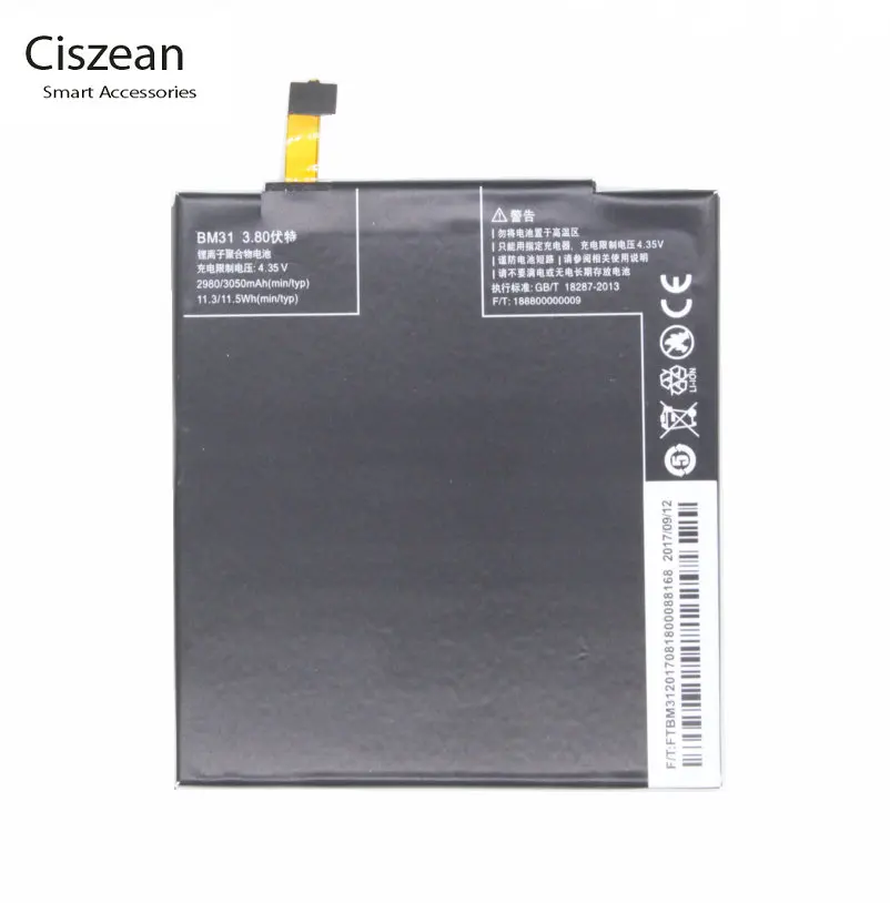 Ciszean 3050mAh BM31 Сменный аккумулятор для Xiaomi 3 mi M3 mi3 литий полимерный аккумулятор|battery