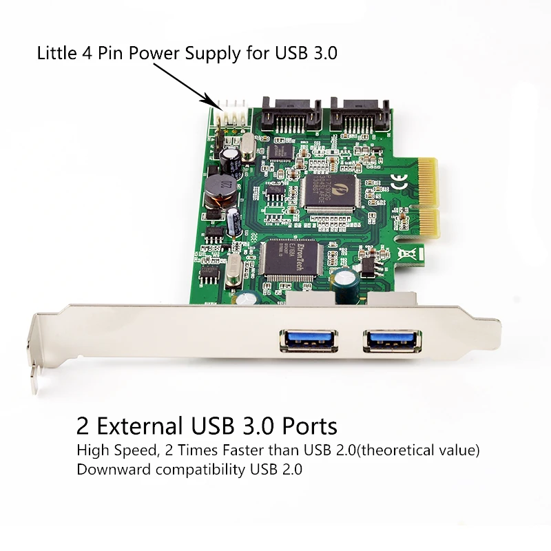 PCI-e для двойной SATA 6 ГБ/сек.+ 2-Порты и разъёмы Внешний USB 3,0 PCI Express Combo Card SATA III Порты и разъёмы мультипликатор PCIe