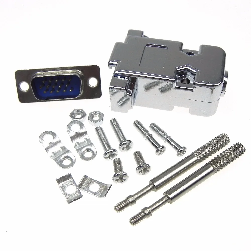 DB15-15pin male Cable soldering type socket with the screws DB15 cable connector full set 3