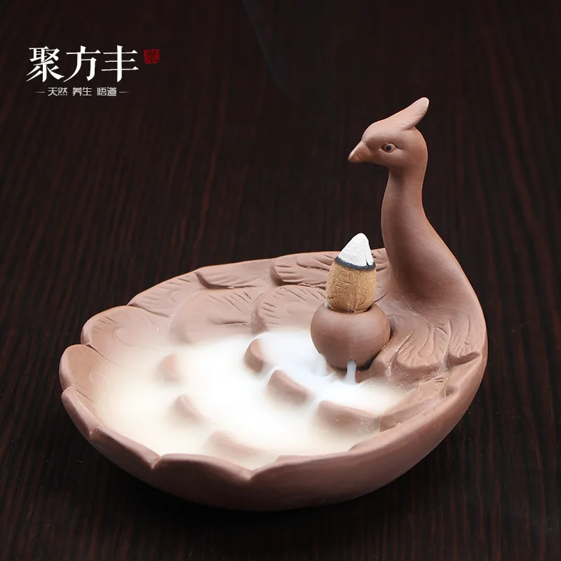 Living Room Phoenix Dragon Redware Sandalwood Smoke Backflow Incense Burner Cone Tower Incense Base Home Office Ornaments