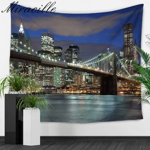 Miracille город уличный мост Печать декоративное настенное искусство гобелен настенный спальни гобелены пляжное полотенце скатерть - изображение
