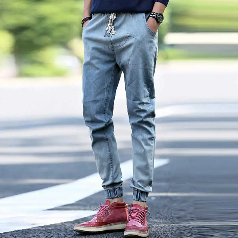 Fashion Men's Ankle Banded Jeans Vintage Denim Harem Pants