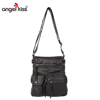 

Angelkiss Brand Women Hotselling Crossbody Bag in Eco-Friendly and Soft Washed PU with Plenty Pockets Easy Carry and Organizing