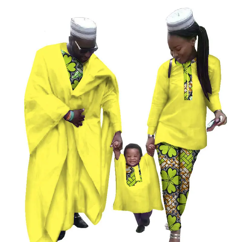 Африканская одежда для женщин ограниченная по времени Женская Новая Мода Африканский хлопок ткань для платья платье пара костюмов - Цвет: Цвет: желтый