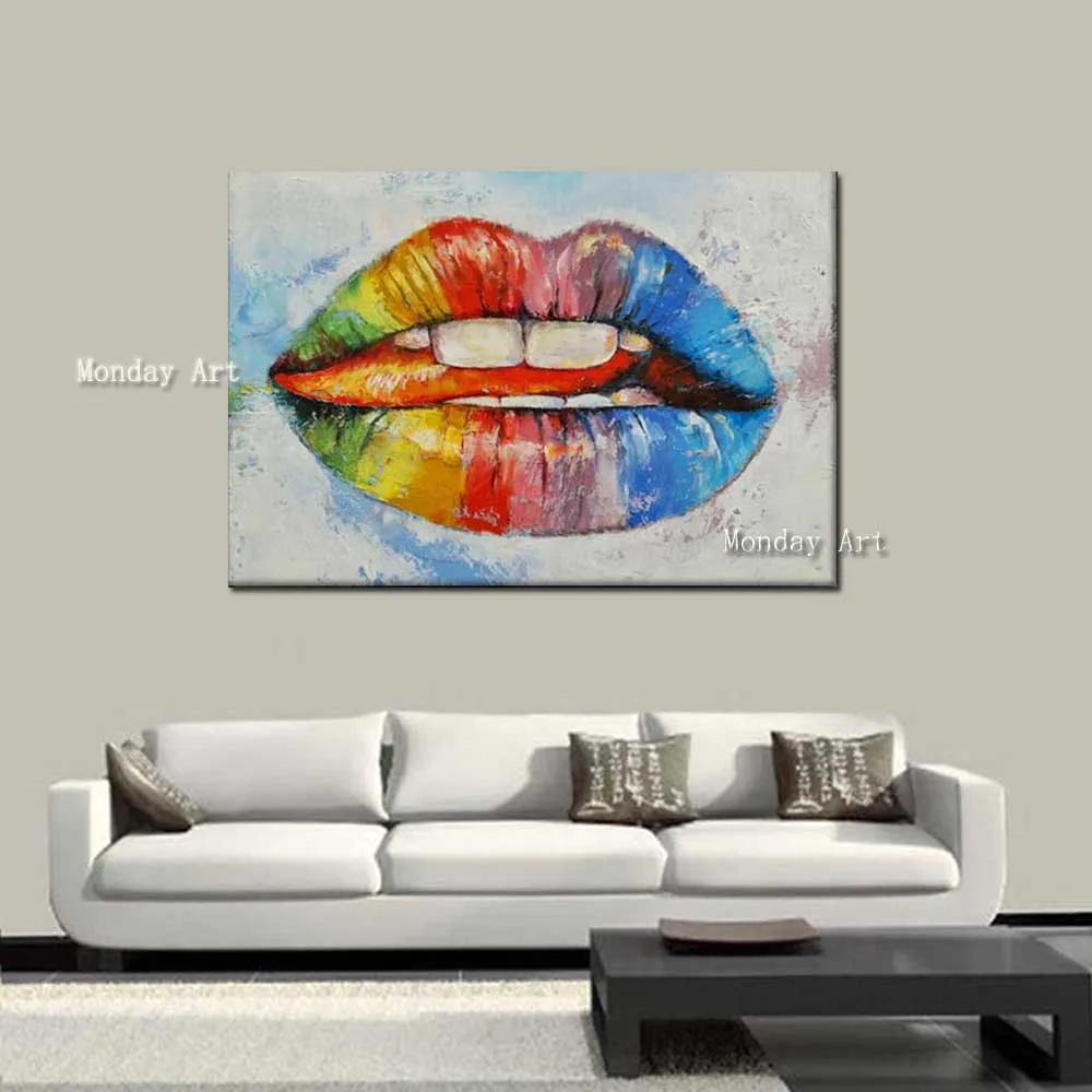 Hand-Painted-Abstract-Canvas-Oil-Painting-Colorful-Cartoon-Lip-Wall-Picture-Living-Room-Bedroom-Home-Wall (5)