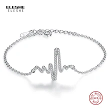 ELESHE AAA+ Micro Pave CZ Кристалл сердцебиение браслеты для женщин 925 браслеты из стерлингового серебра Свадебные ювелирные изделия