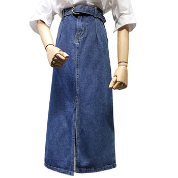 

New autumn fashion denim skirt women high waist package hip skirt mid claf A- line jeans skirt plus size 2XL