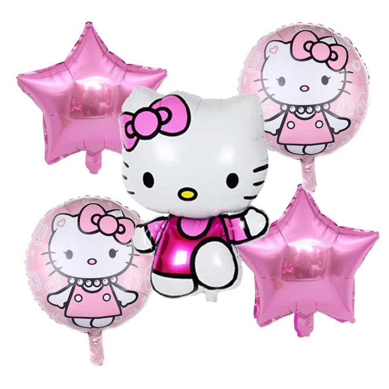 5 шт./лот воздушные шары из фольги Hello Kitty с гелием днем рождения для вечеринки