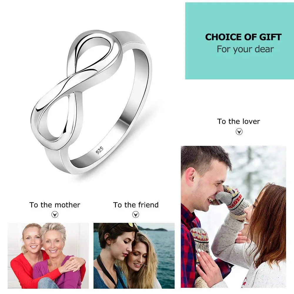 Personalized 925 Sterling Silver Infinity Rings for Women Engraving Promise Rings Engagement Wedding Eternity Ring (RI103716)