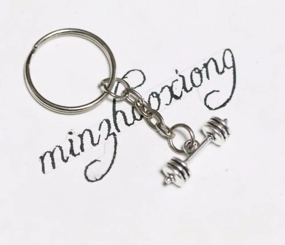 

DUMBBELL BARBELL WEIGHT Charm Chain Keychain *Fitness Weightlifting Gym CROSSFIT 1pcs