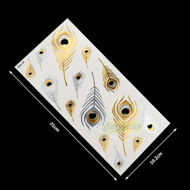 1PC Flash Metallic Waterproof Temporary Tattoo Gold Silver Women Henna Body Art GM-T023 Peacock Feather Design Tattoo Sticker 1PC Flash Metallic Waterproof Temporary Tattoo Gold Silver Women Henna Body Art GM-T023 Peacock Feather Design Tattoo Sticker