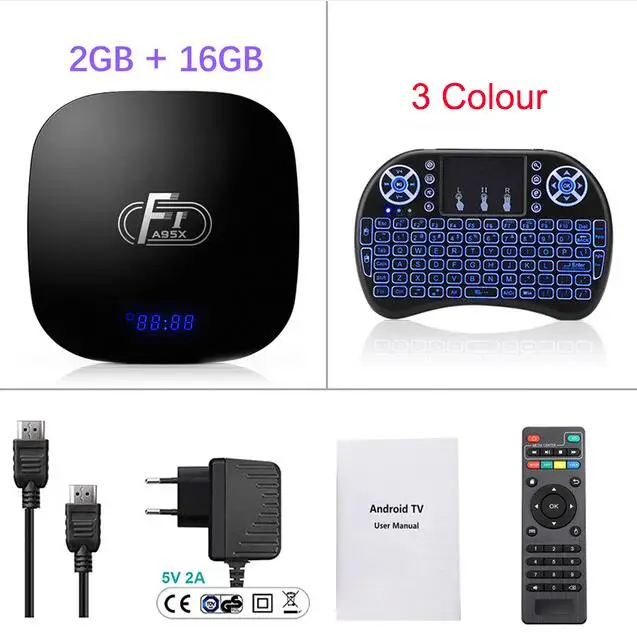 2G 16G i8 Blacklit Android 8,1 Smart tv Box A95X F1 Amlogic S905W четырехъядерный 2 Гб 16 Гб Поддержка H.265 4 K 2,4 ГГц WiFi медиаплеер телеприставка Youtube - Цвет: 2G 16G i8 Blacklit