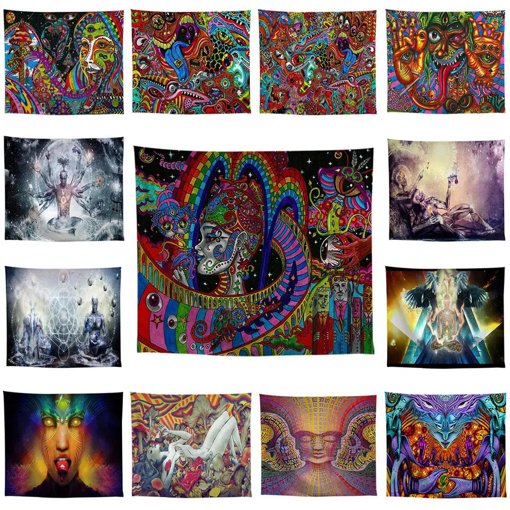 

ZEIMON Abstract Painting Tapestry Psychedelic Colorful Wall Hanging Tapestries Religion National Features Dorm Wall Art Yoga Mat